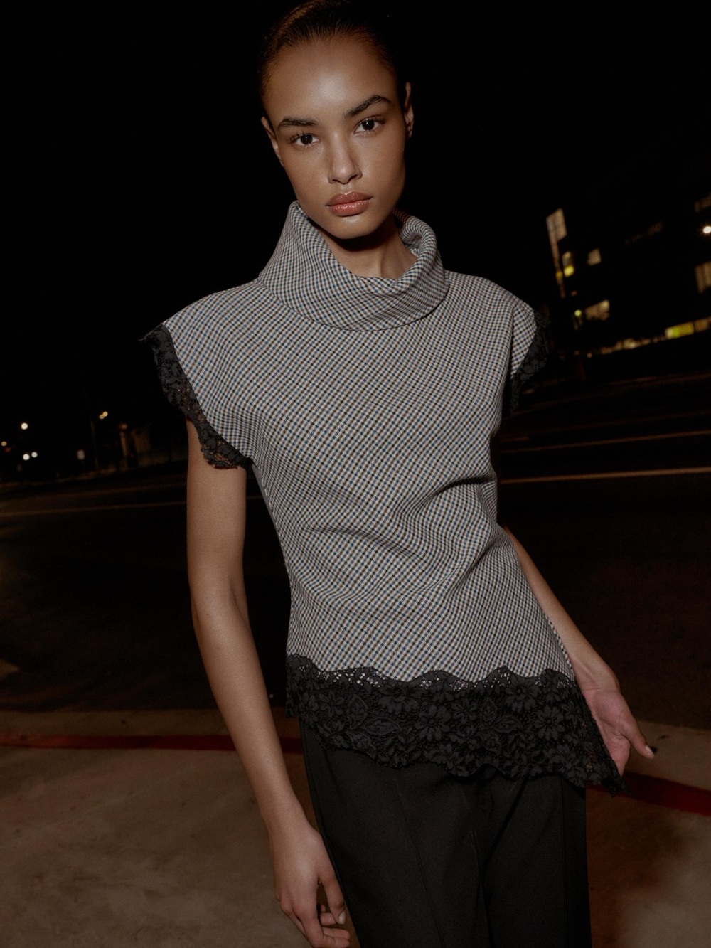 Zara HOUNDSTOOTH LACE TOP